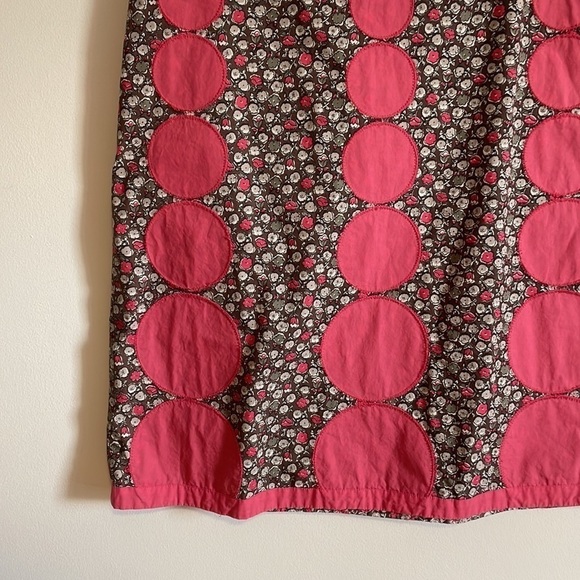 Boden Artsy Appliqué Skirt Boho Brown Pink 8L Floral Full Dot Mixed Feminine - Picture 3 of 16